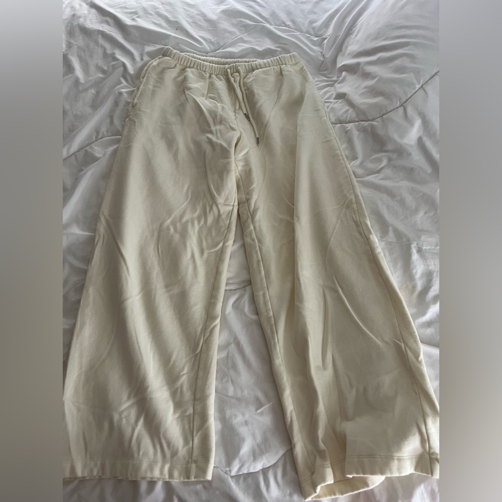 PINK sweatpants, color: cream, size: medium